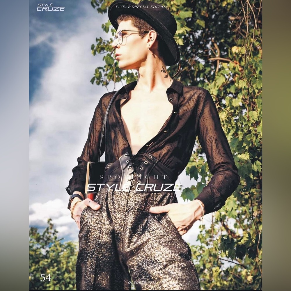 OPPULANCE Mesh Top into Gold Pant Jumpsuit